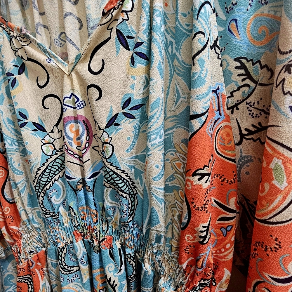 Bohemian | MultiColor | Stretchy Loose Fitting | Casual Maxi Dress - Picture 4 of 12